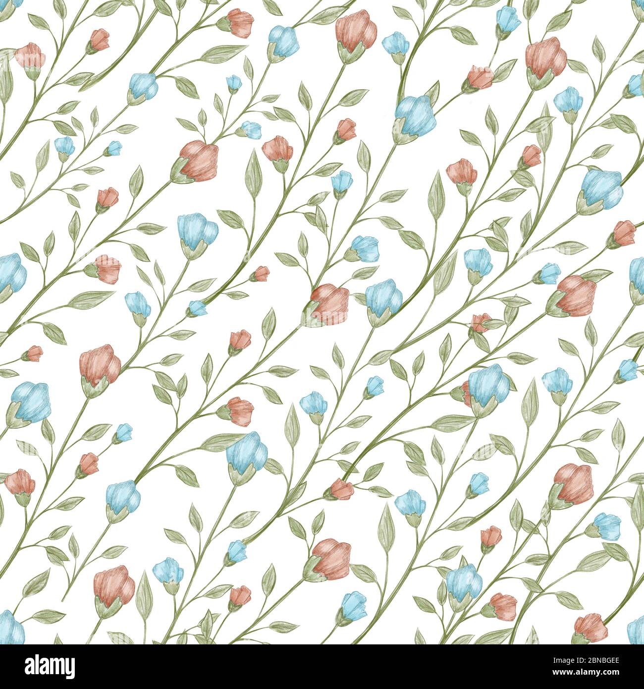Vintage floral seamless pattern, hand drawn illustration Stock Photo ...