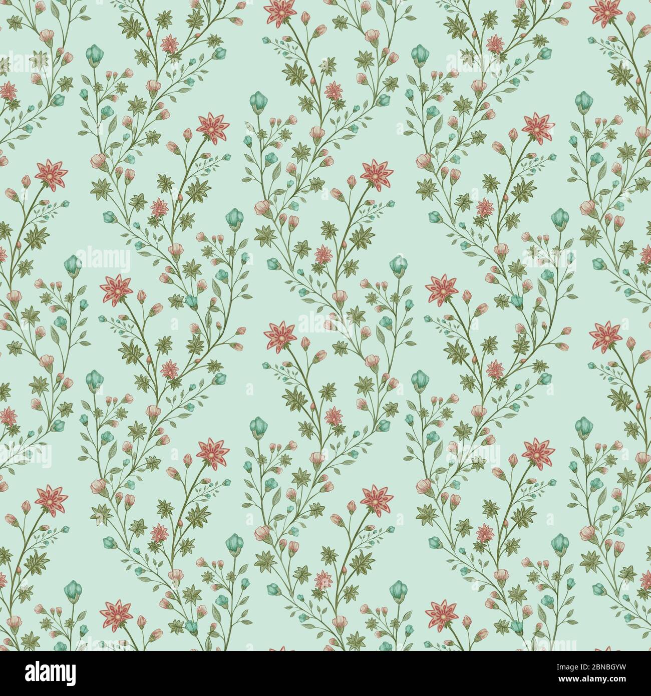 Vintage floral seamless pattern, hand drawn illustration Stock Photo ...