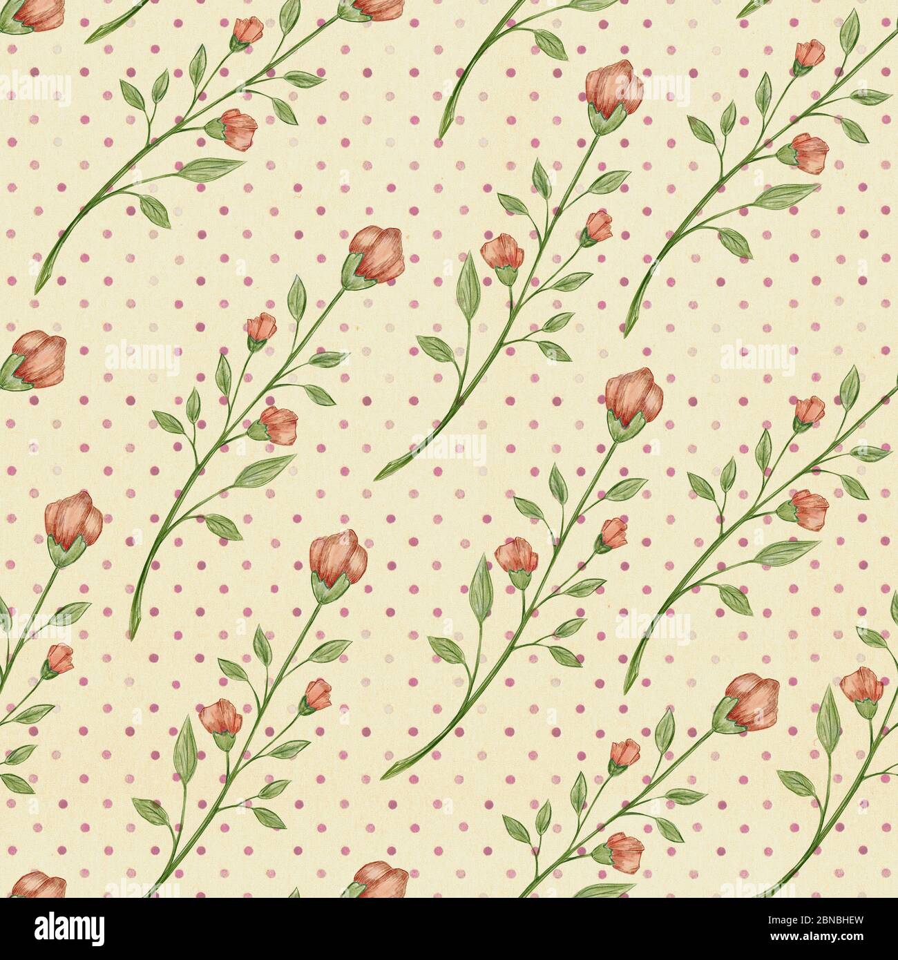 Vintage floral seamless pattern, hand drawn illustration Stock Photo ...