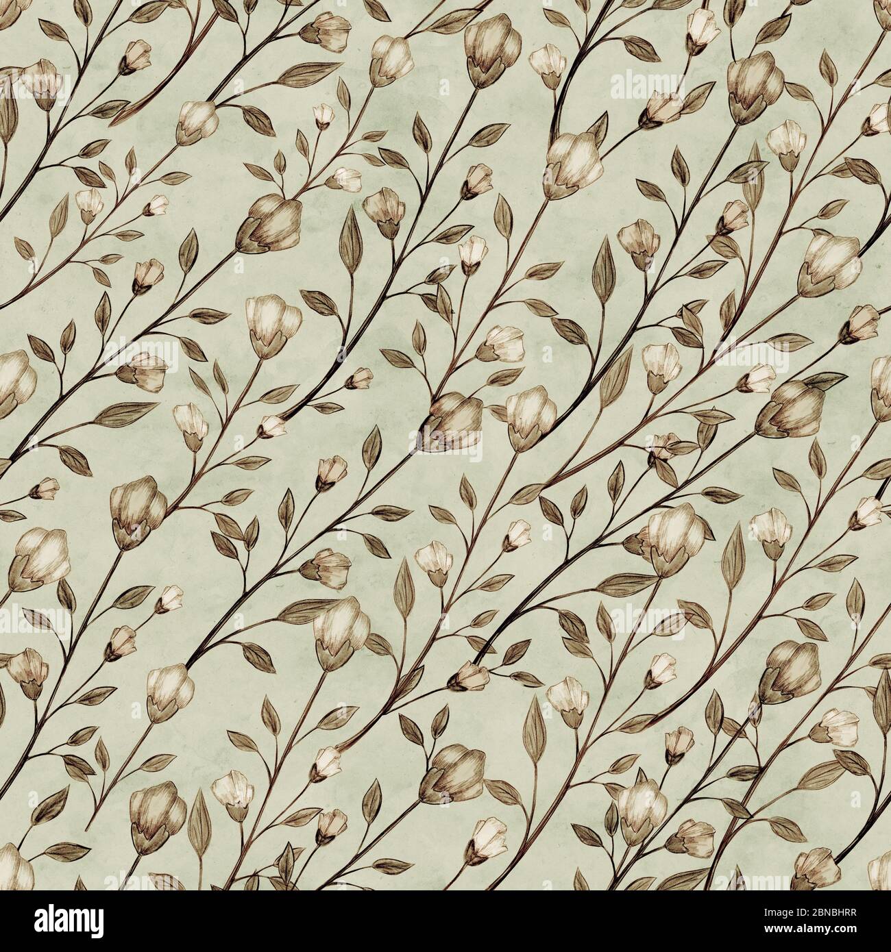 Vintage floral seamless pattern, hand drawn illustration Stock Photo ...