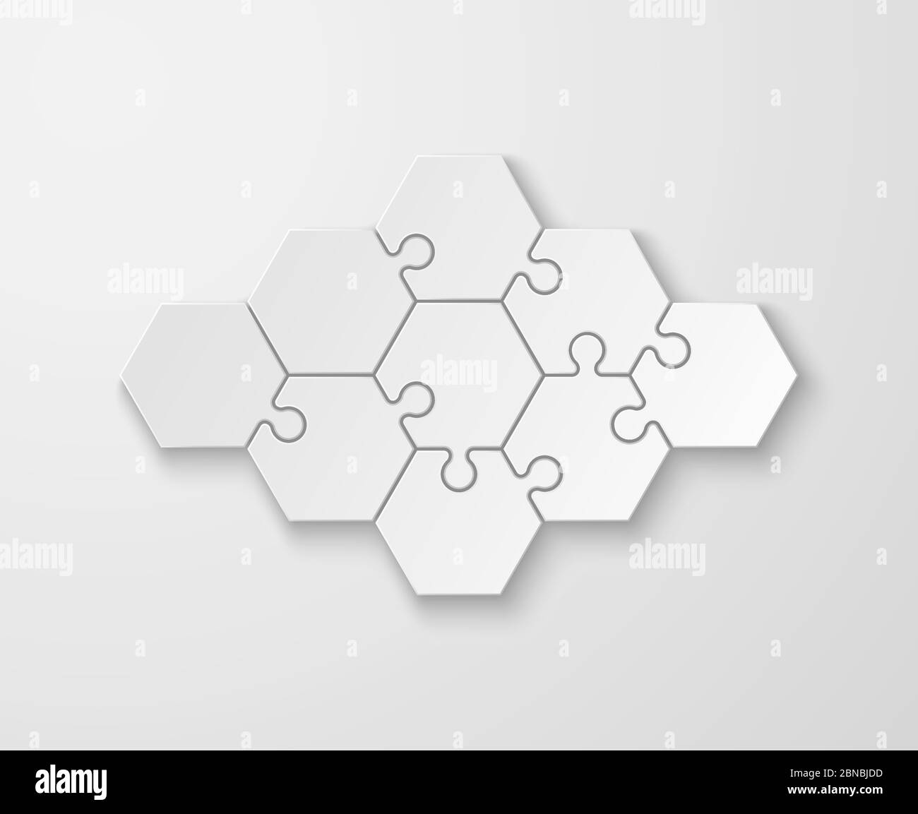 Puzzle pieces. White blank thinking puzzles, jigsaw. Process and step abstract infographic, comparing tab vector template. Piece and puzzle teamwork, solution and logic, fragment complete mosaic Stock Vector