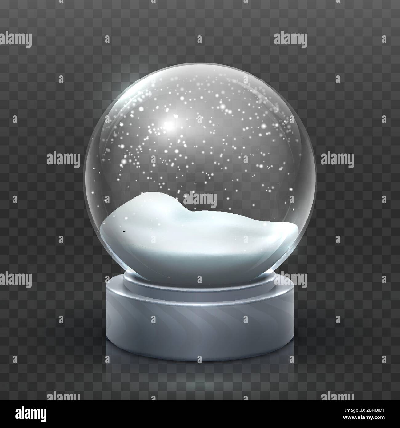 Snow globe. Christmas holiday snowglobe, empty glass xmas snowball