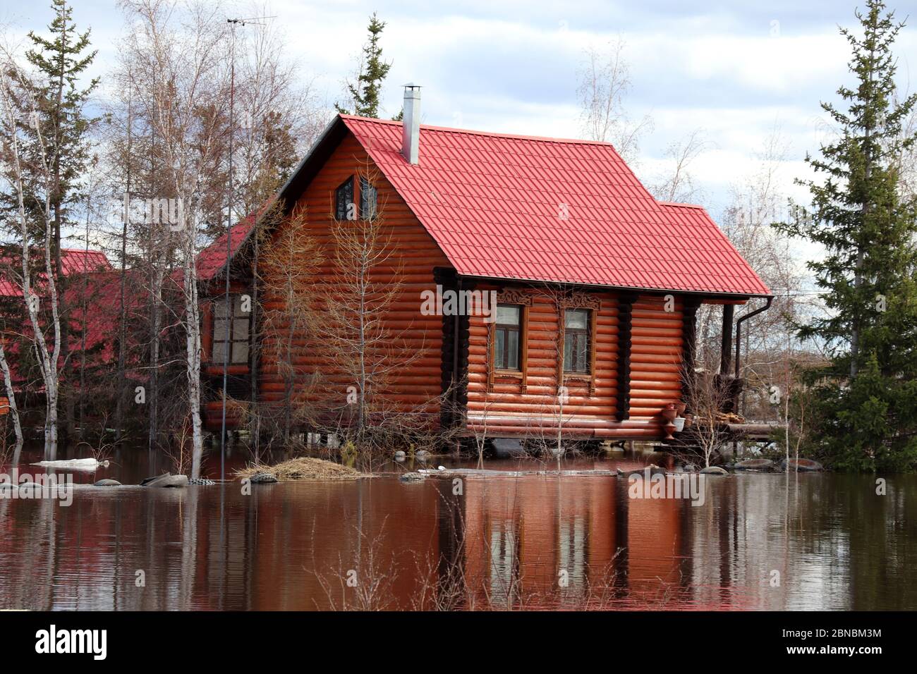 Sakha Republic Yakutia Russia May 14 2020 Russian Emergency Situations Ministry Employees In The Flooded Darkylakh Micro District Kangalassy Village In The Outskirts Of Yakutsk The Flooding Is Caused By An