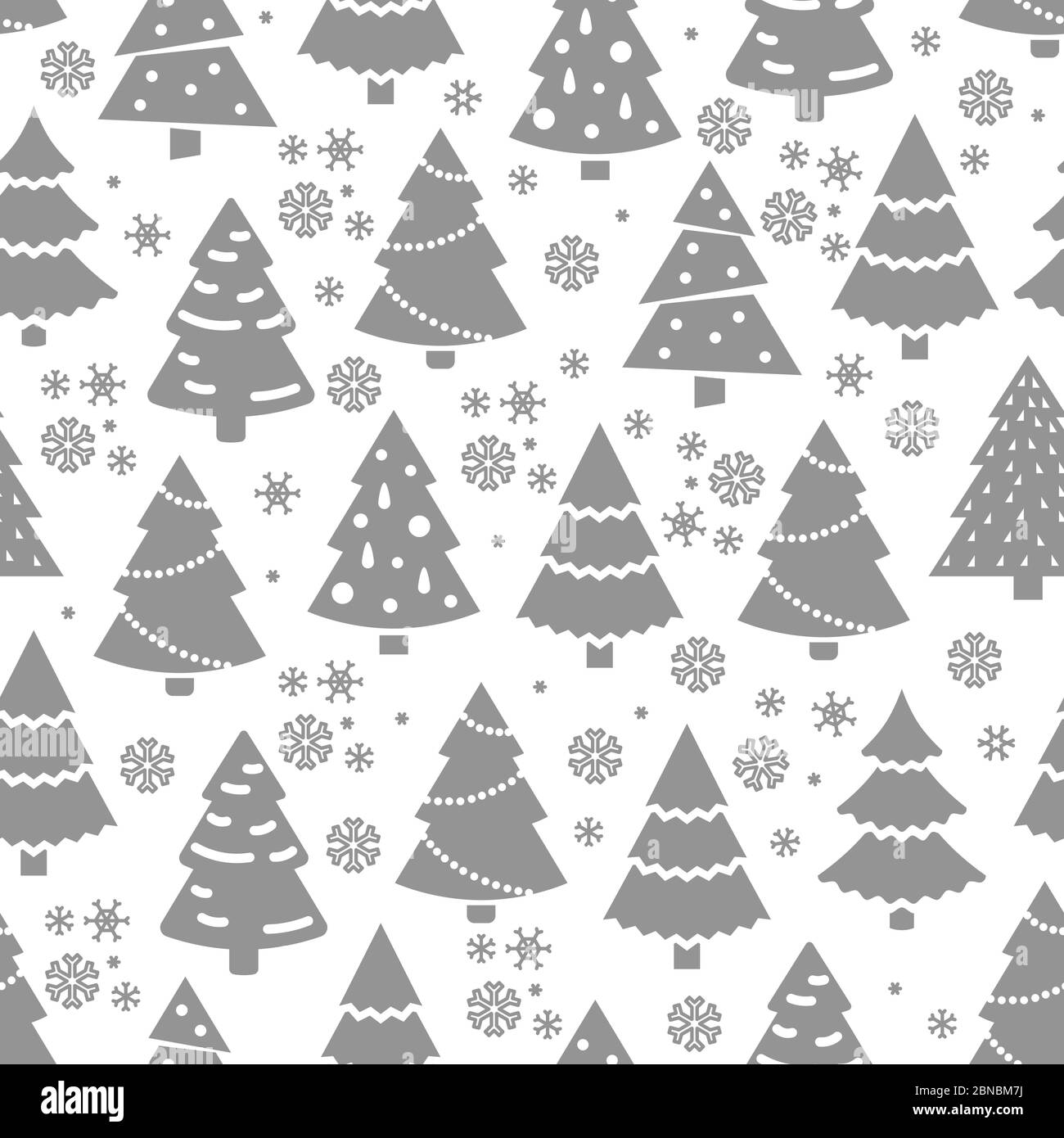 Abstract Christmas tree seamless pattern. Winter seamless texture with fir tree and snowflakes. Illustration of tree pattern christmas vector Stock Vector