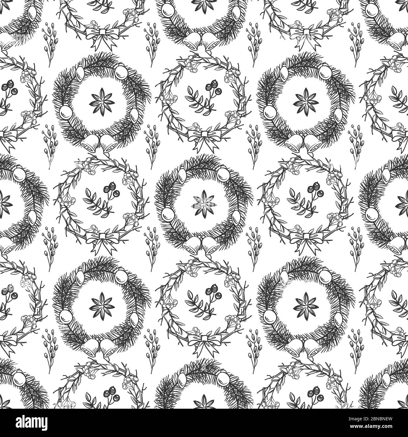 Hand drawn Christmas decorations seamless pattern background vector illustration design Stock Vector