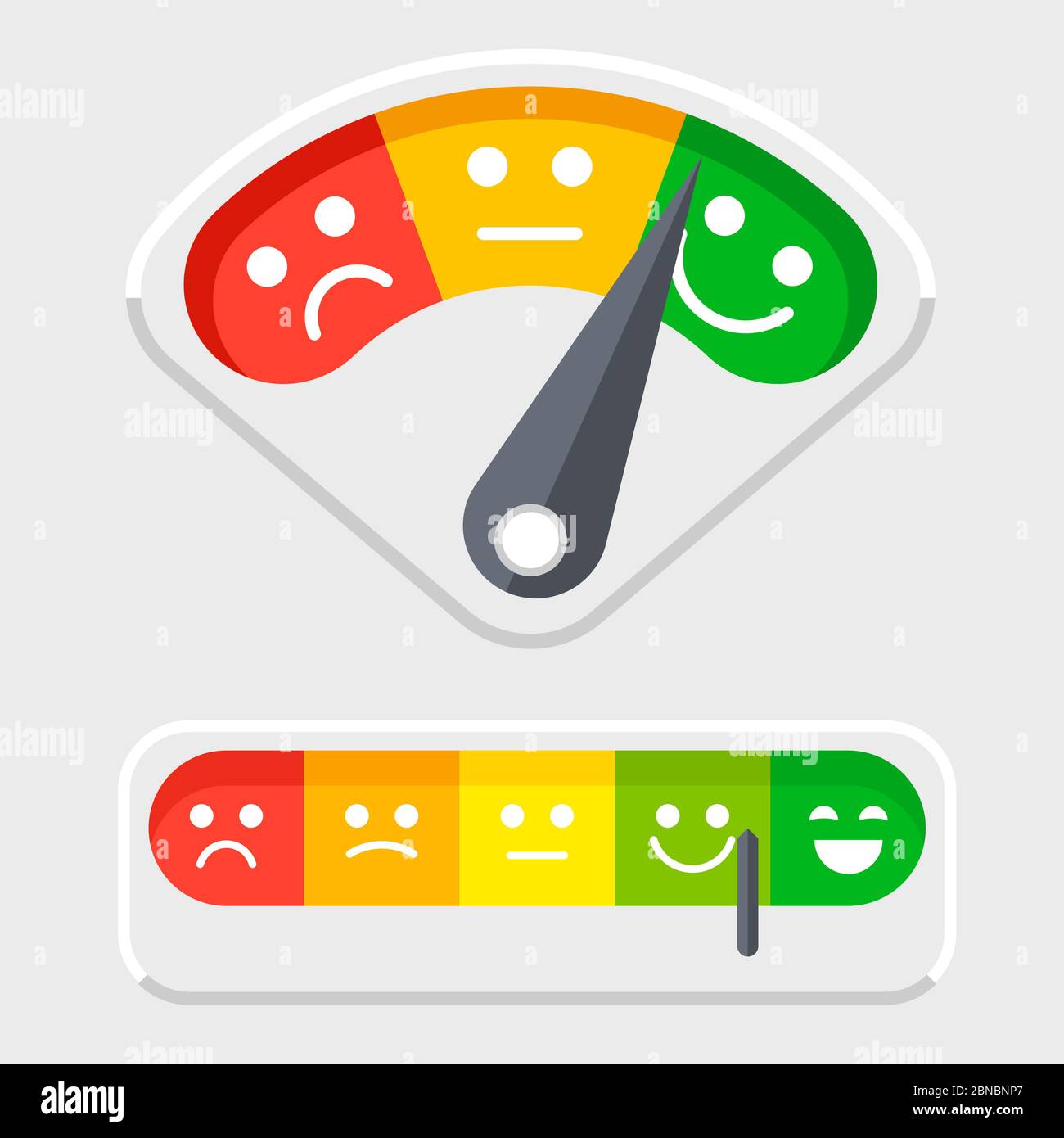 Emotions colored scale for clients feedback vector illustration isolated on background Stock Vector