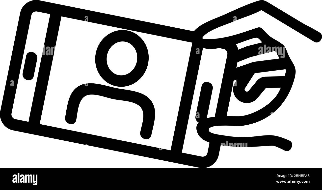 showing person selfie on phone icon vector outline illustration Stock ...