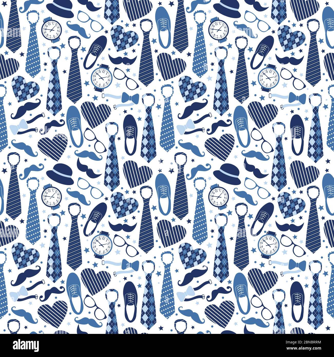 Seamless pattern of Fathers day. Flat set icons on white background ...