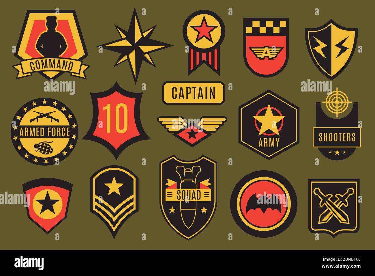 Military and army patches chevrons Royalty Free Vector Image