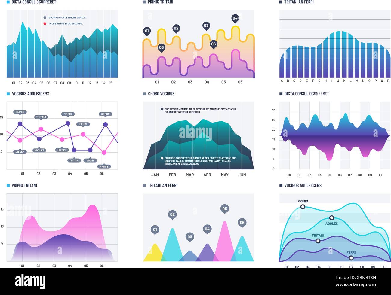 Infographic diagram. Statistics bar graphs, economic diagrams and stock charts. Marketing infographics vector elements. Business chart diagram, graph line curve, wave up and down figure illustration Stock Vector