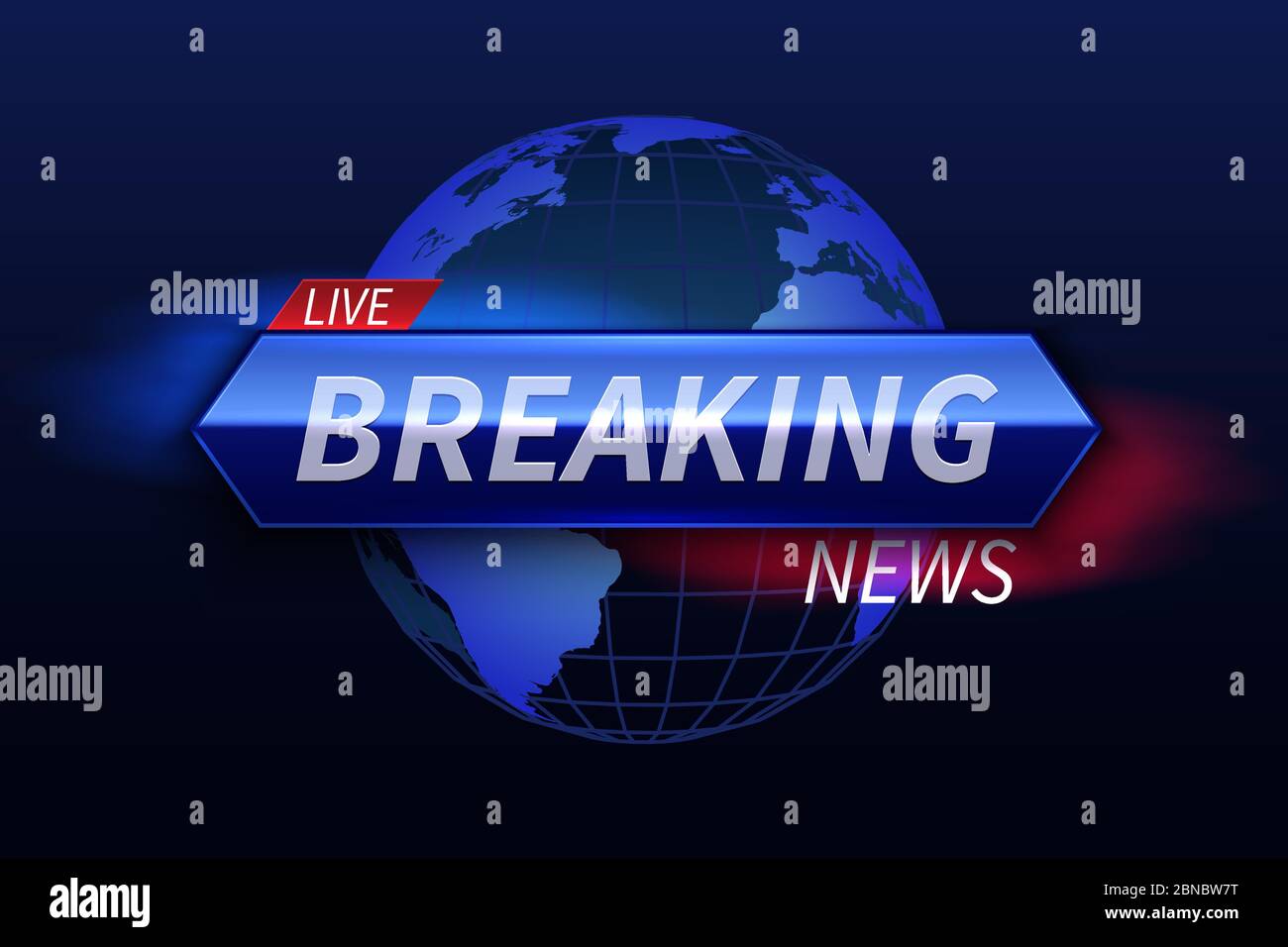 Breaking news banner. Live tv studio headline. Broadcast show vector graphics. Illustration of broadcast channel tv, world news broadcasting Stock Vector