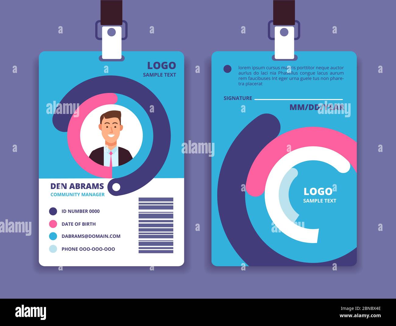 Corporate id card. Professional employee identity badge with man Intended For Sample Of Id Card Template