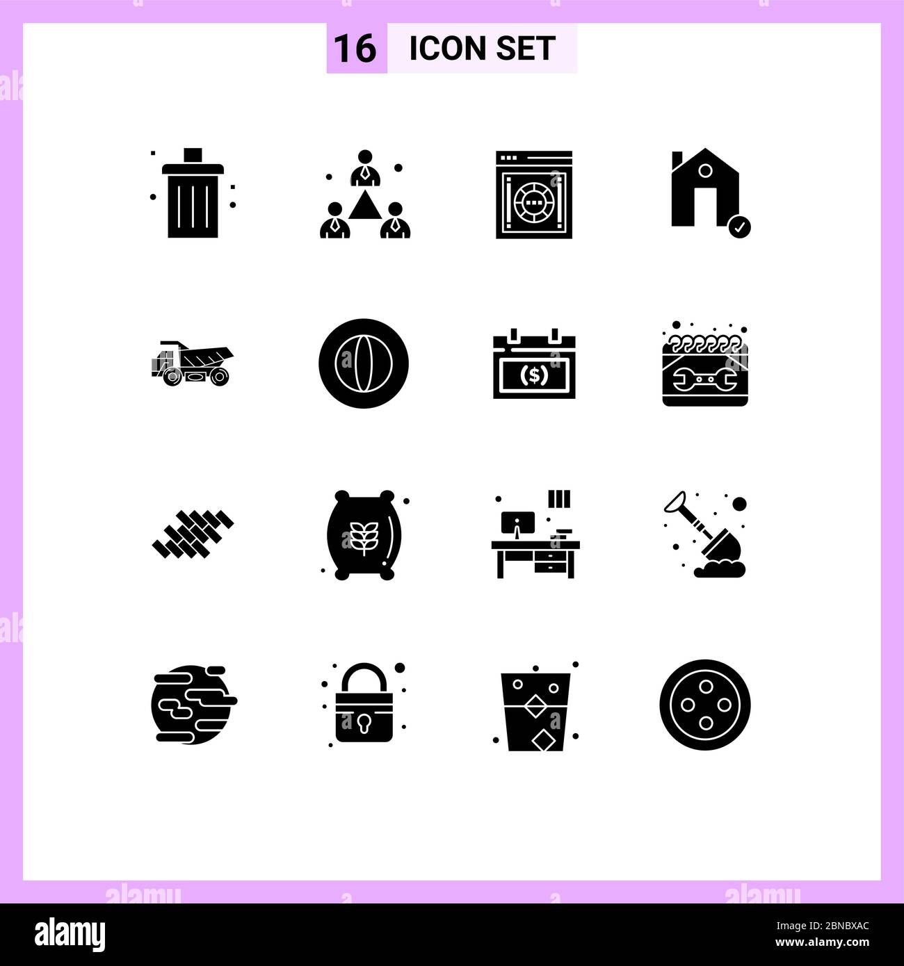 Solid Glyph Pack of 16 Universal Symbols of estate, check, modern, buildings, safe box Editable Vector Design Elements Stock Vector