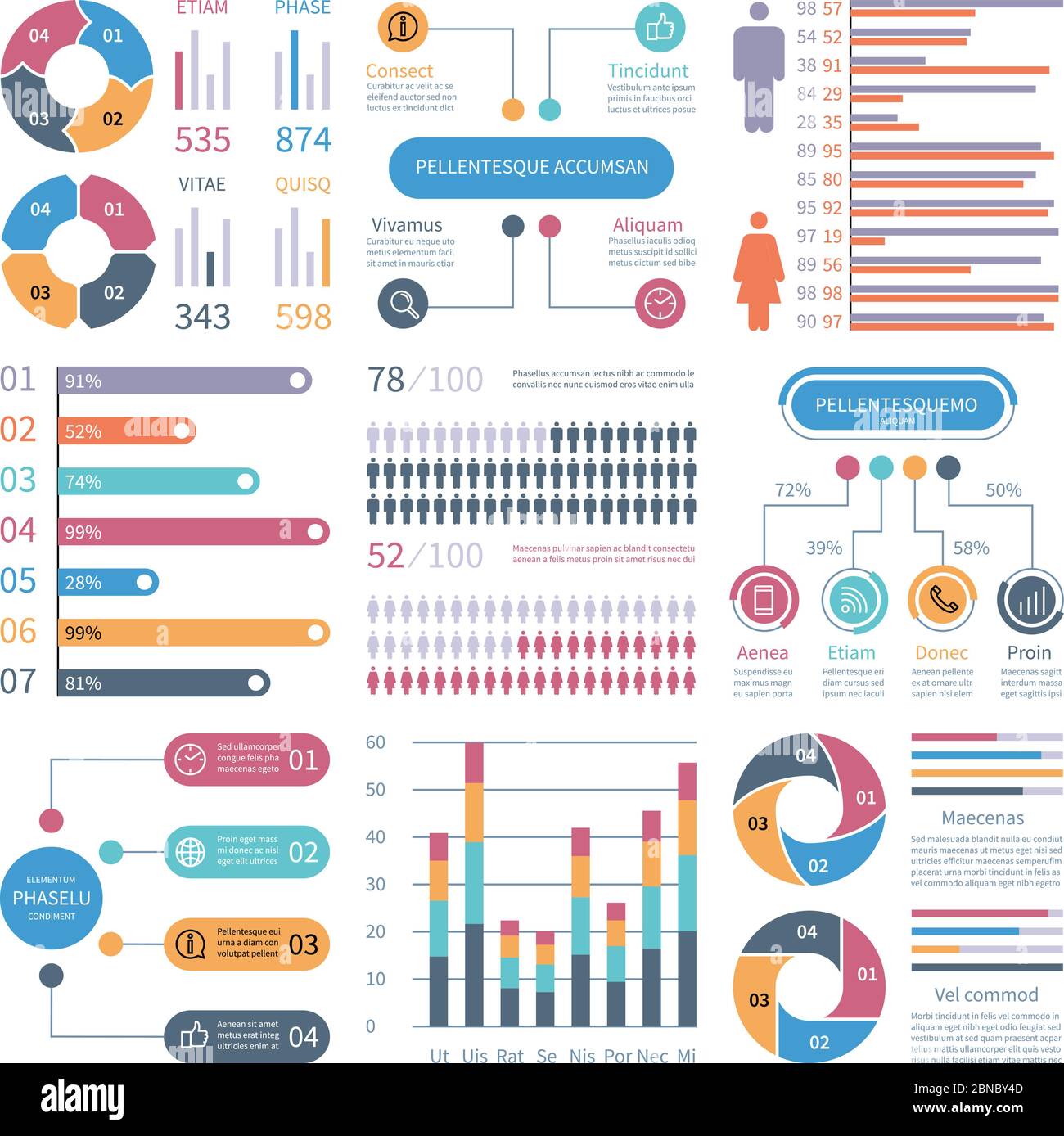 Infographic graphs. Business chart process infochart diagram option ...