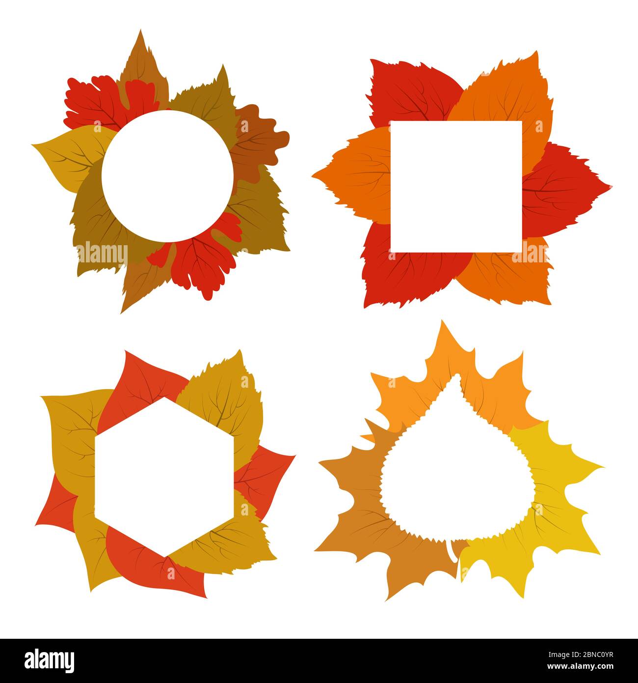 Yellow, red, orange autumn leaves vector banner templates isolated on white illustration Stock Vector
