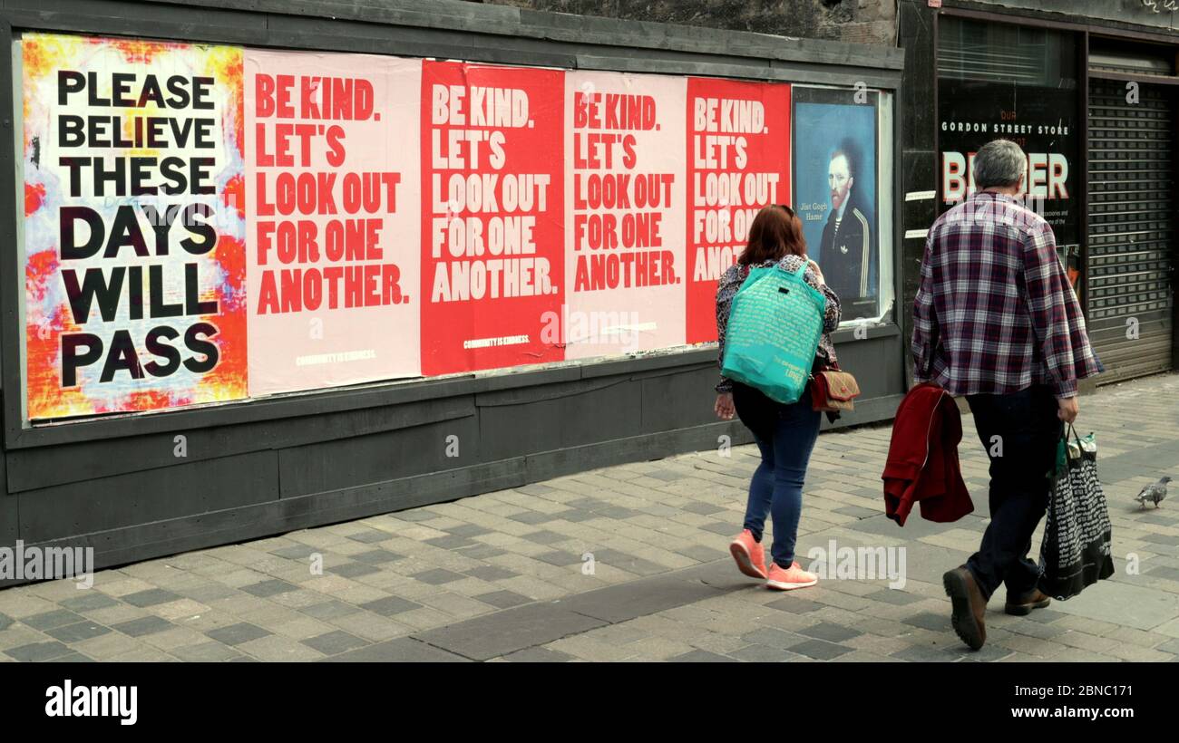 Glasgow, Scotland, UK 14th May, 2020: The city centre is showing the effects of lockdown with empty streets and social distancing dictating a dystopian agenda with a post apocalyptic look. Gerard Ferry/ Alamy Live News Stock Photo