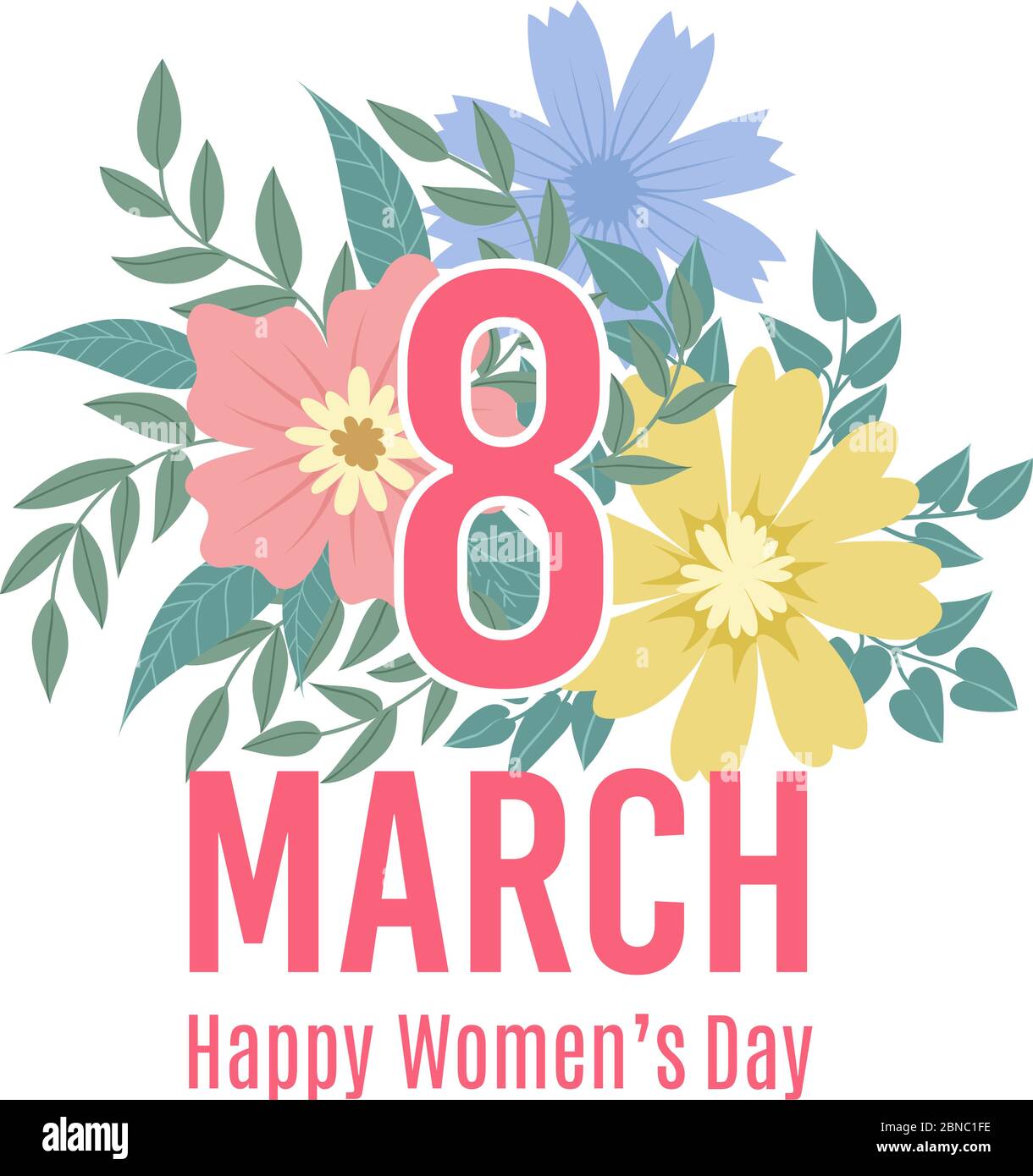 Greeting Card Of 8 March Happy Womens Day Background With Spring Flowers Newsletter Vector Template With Floral Elements Illustration Of Greeting Card Eight March International Happy Woman Day Stock Vector Image