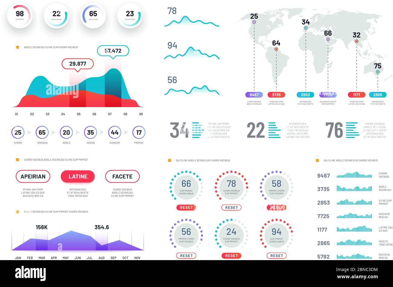 Dashboard graphs. Hud info screen, futuristic interactive interface with charts and diagrams. Abstract infographics vector template. Interface and infographic, infochart presentation illustration Stock Vector