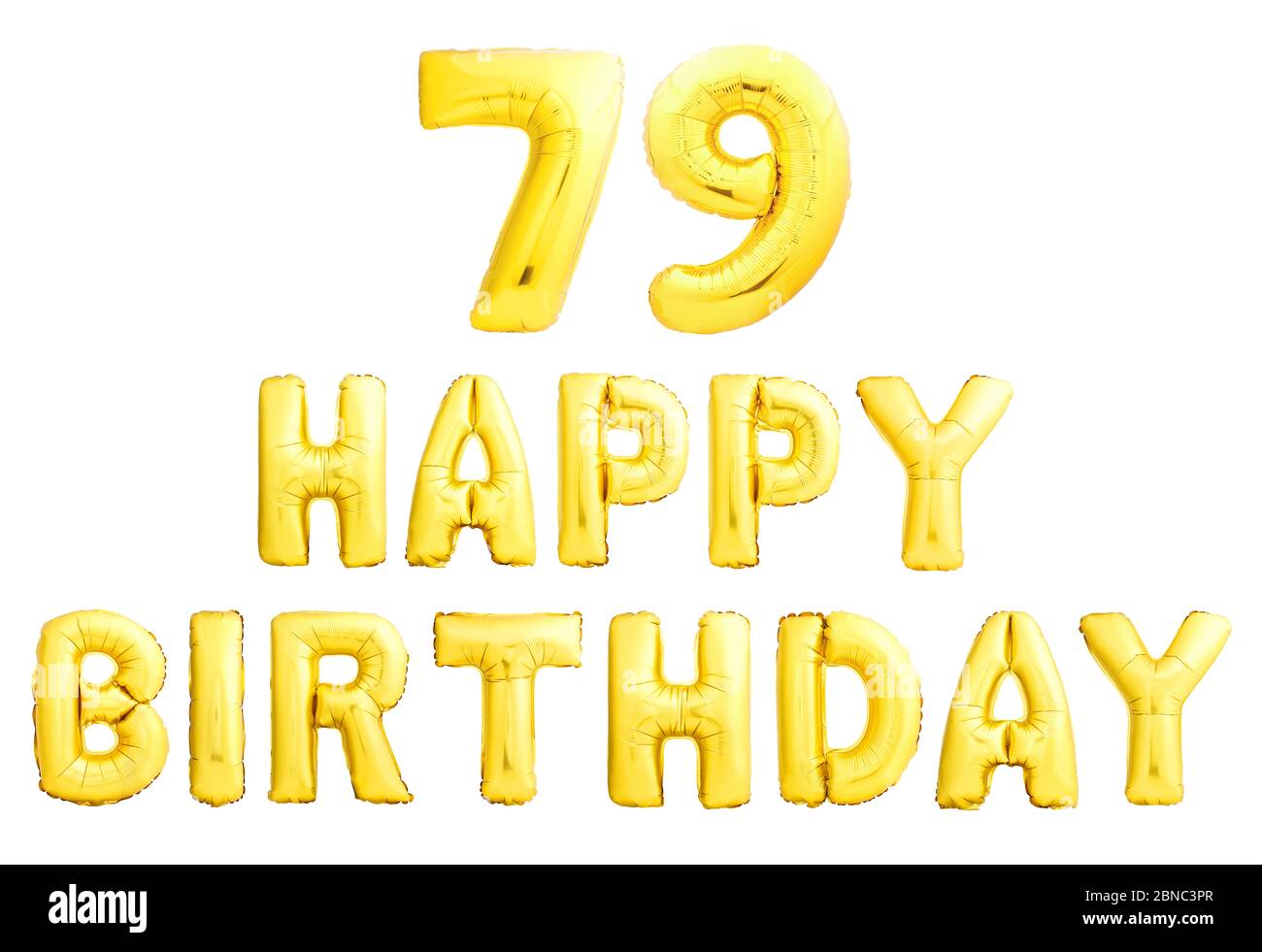 Happy birthday 79 years golden inflatable balloons isolated on white ...