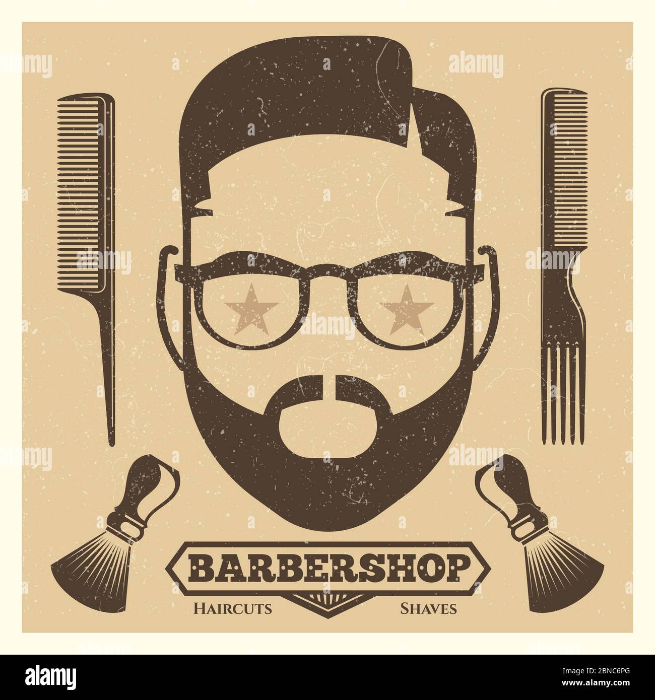 Vintage barbershop poster template. Fashion hipster print or backdrop