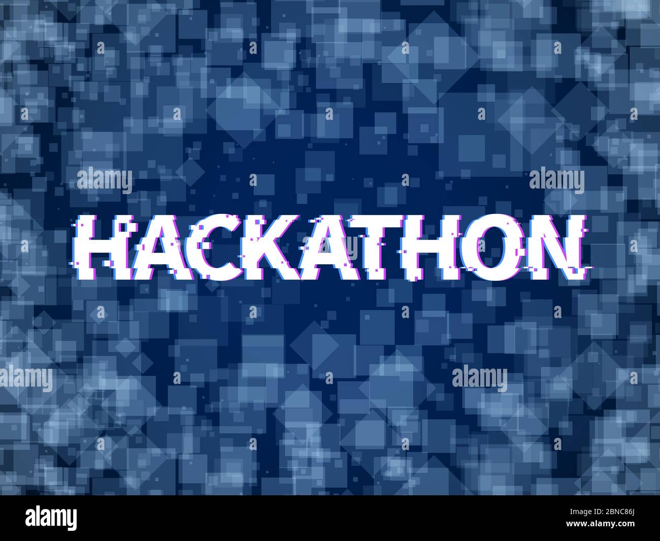 Hackathon. Program code, software marathon. Hack day, hackfest or codefest event vector hackathon background. Illustration of programming hack software and program, glitch diffuse banner Stock Vector