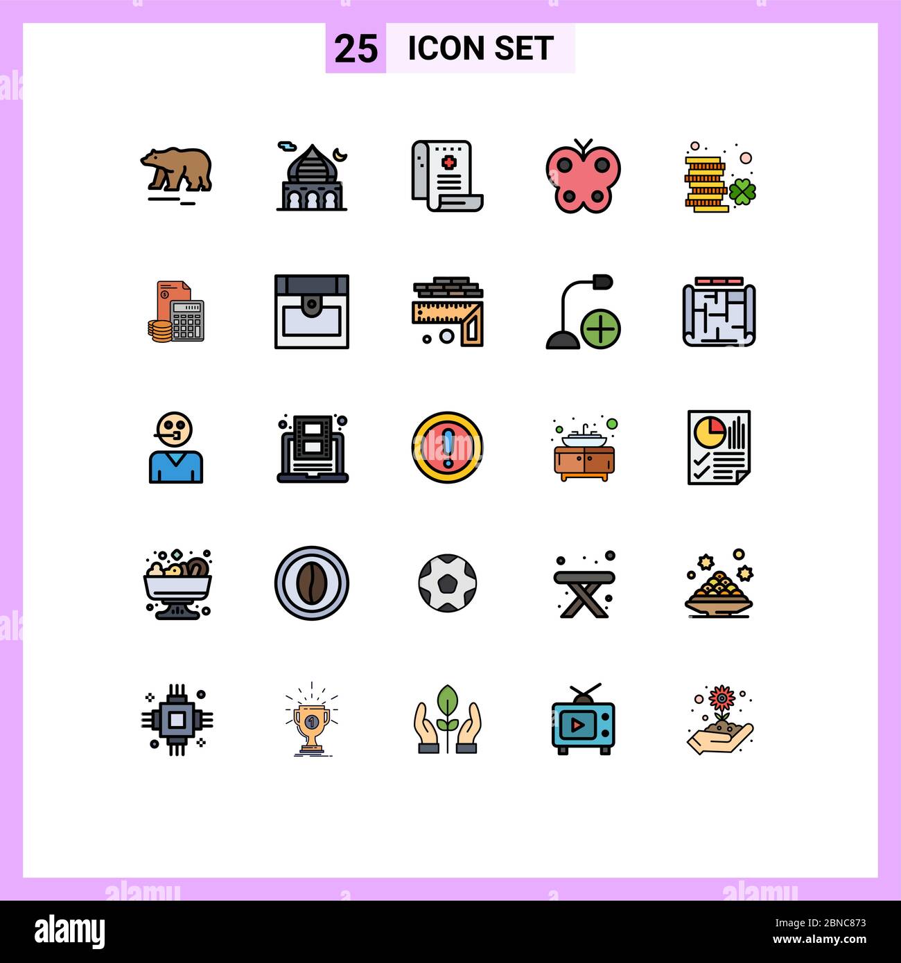 25 Creative Icons Modern Signs and Symbols of nature, butterfly, pray