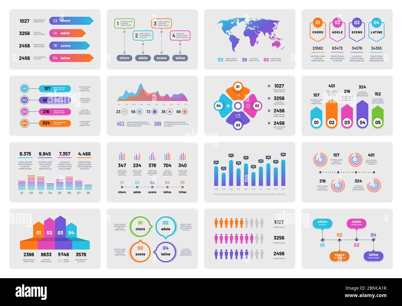 Business presentation charts. Financial report with graphs diagrams ...