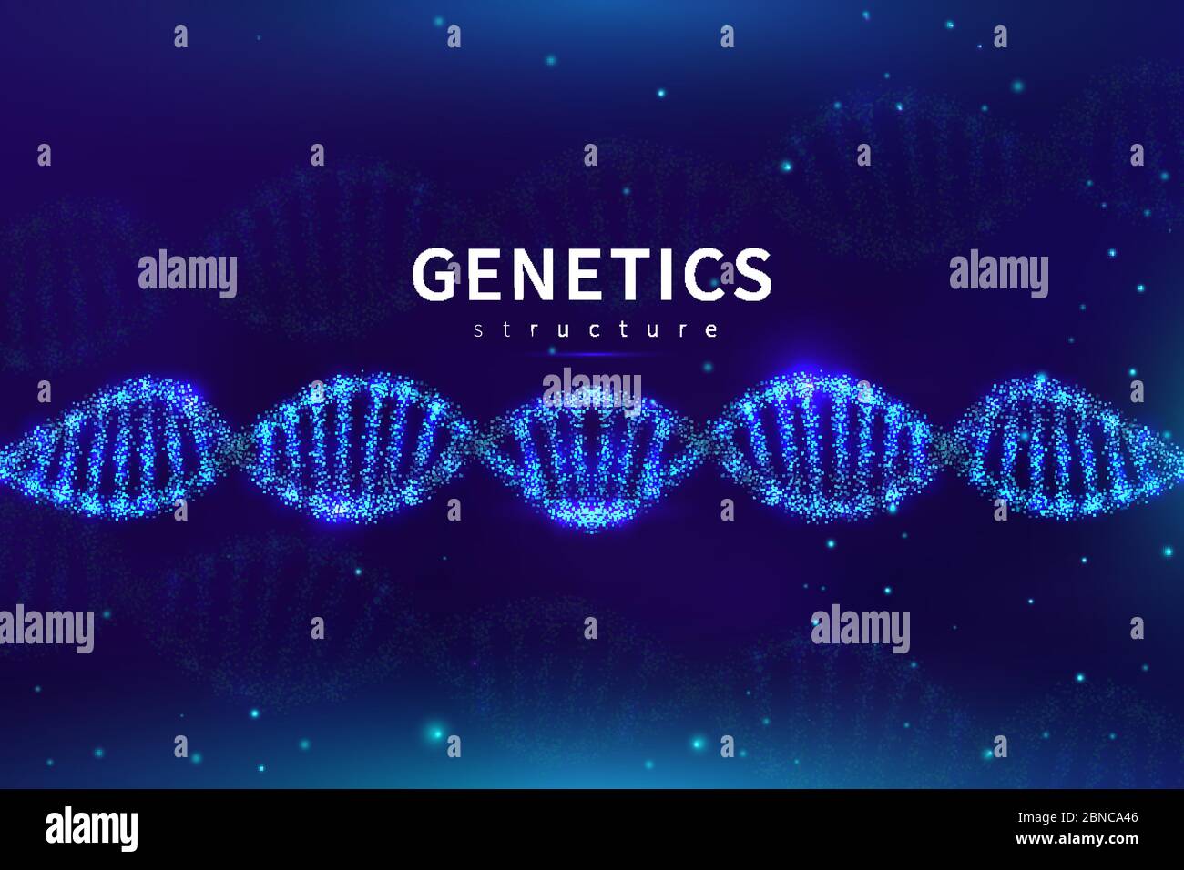 Dna medical background. Biotechnology, science genetic laboratory. Genome researching vector backdrop with 3d dna cell. Illustration of researching genetic dna and biotechnology Stock Vector