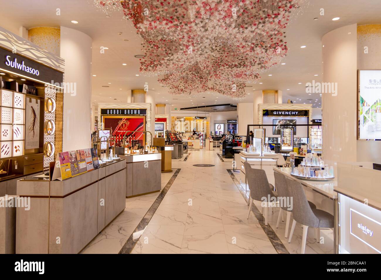 Many luxury counter brands of women cosmetic in Iconsiam Department store. Bangkok, Thailand - December 12,2019 Stock Photo