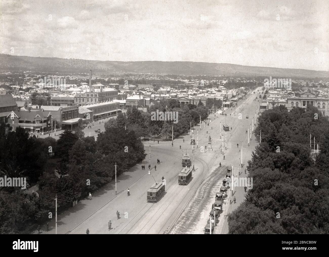 Adelaide Australia, c.19001910 city from the GPO tower with trams