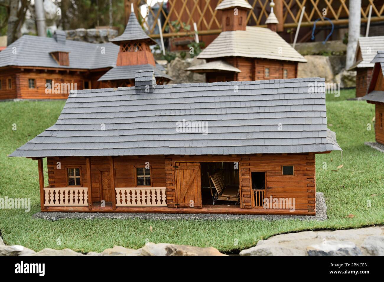 Decorative wooden houses a typical image of a Slavic village Stock Photo Alamy