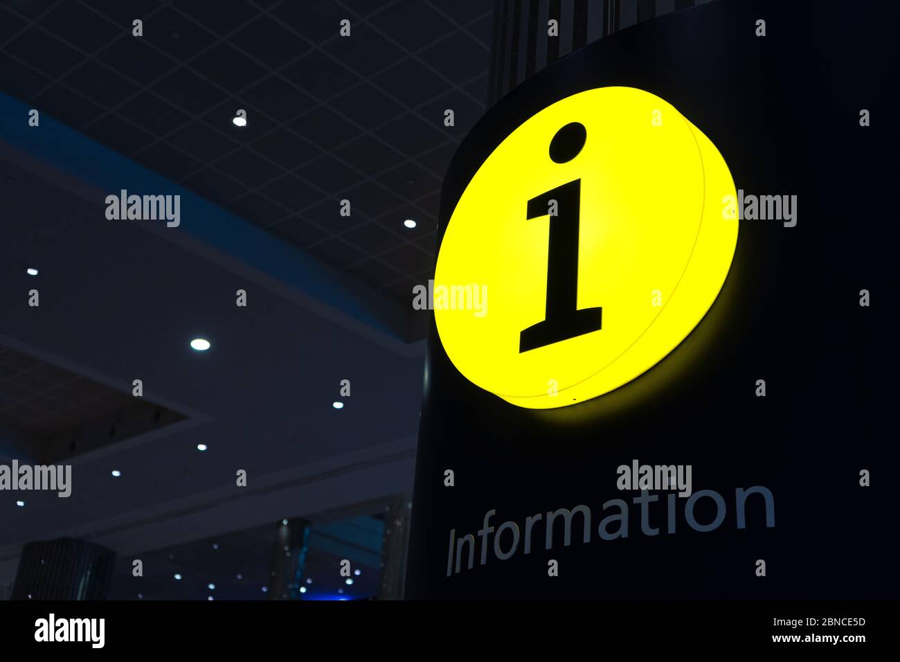 Glowing Yellow Sign Information Desk Reference Information Help Box