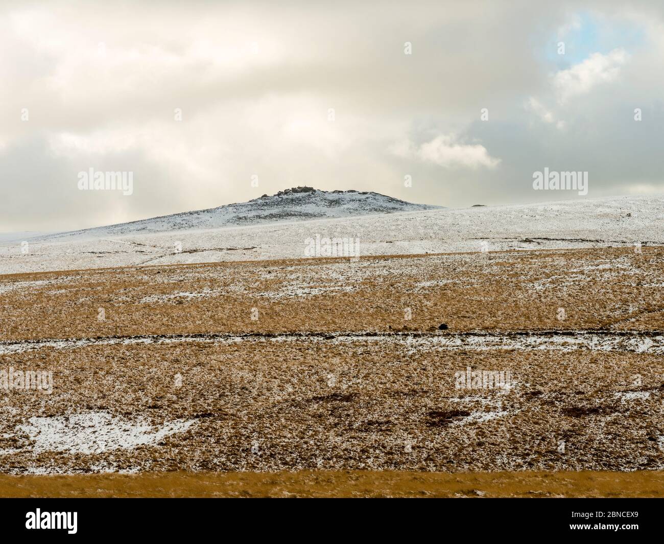 Yes Tor, north Dartmoor winter moorland scenery, Dartmoor National Park, Devon, England, UK. Stock Photo