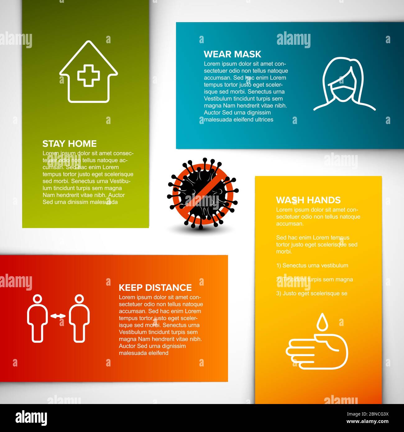 Covid-19 prevention infographic template - mask, people distance ...