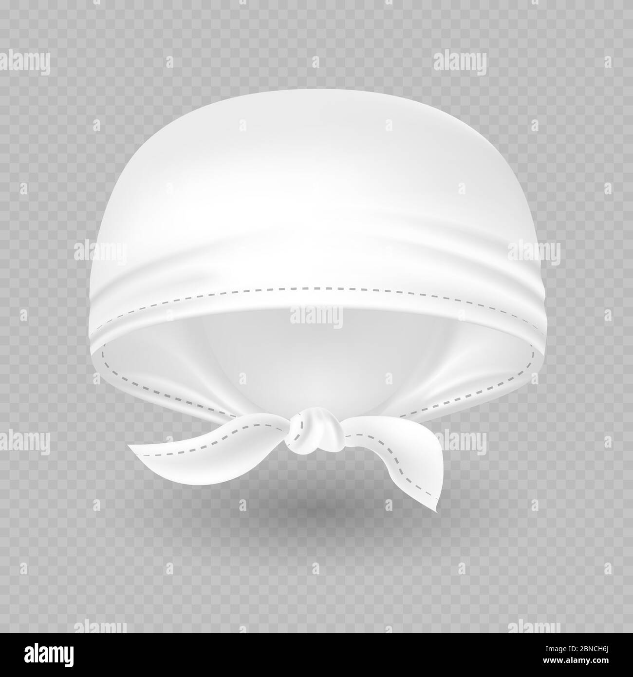 White realistic textile head bandana with shadow isolated on transparent background illustration Stock Vector