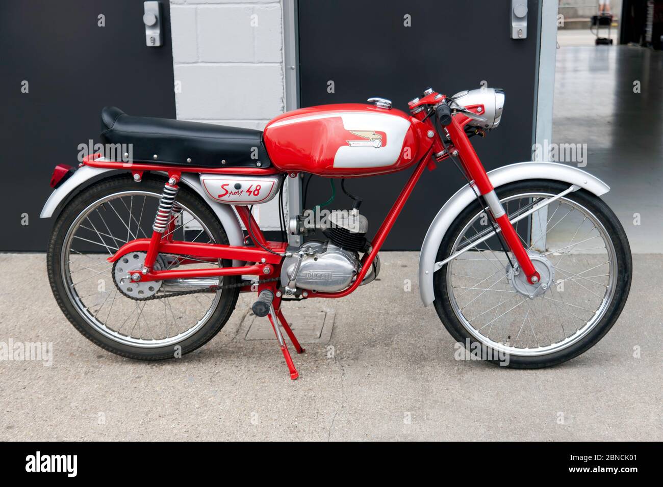 Side view of a Ducati Sport 48 Motorcycle, in the International Paddock at  the 2019 Silverstone Classic Stock Photo - Alamy