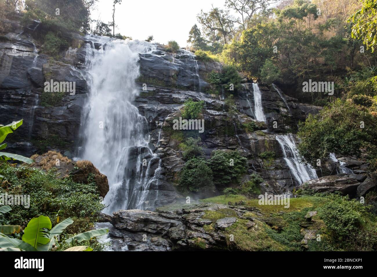 Wachirathan Waterfall at Doi Inthanon National Park, Mae Chaem District, Chiang Mai Province, Thailand Stock Photo