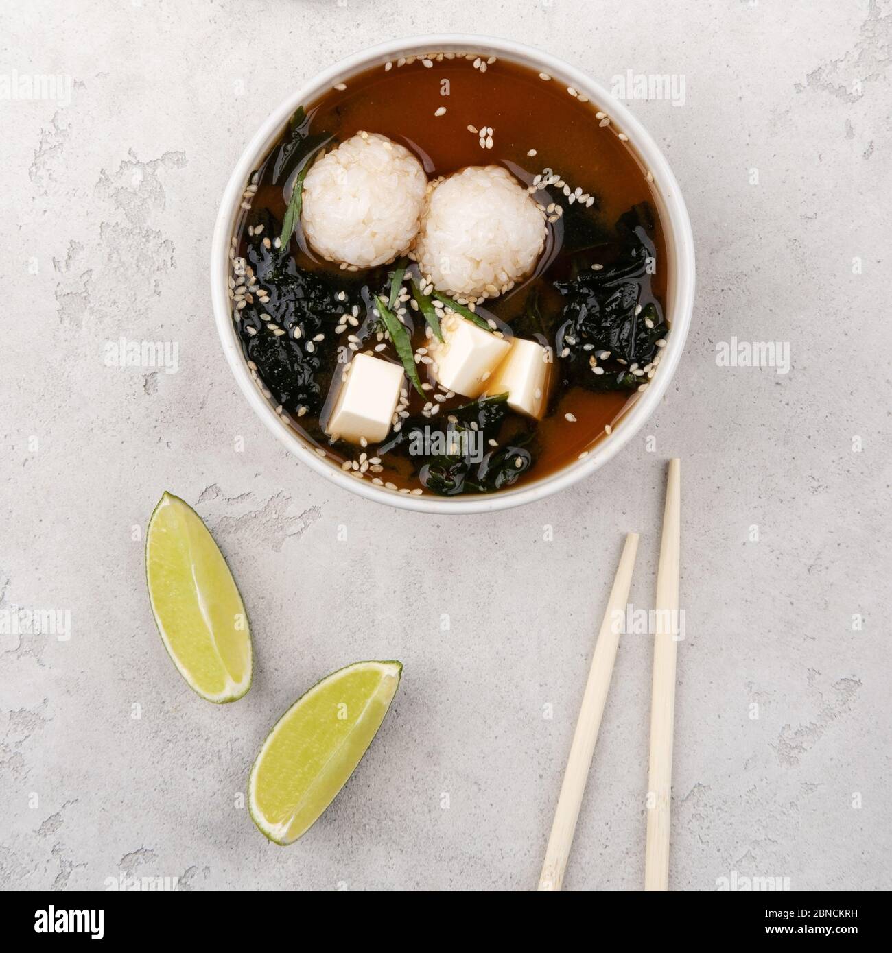 Miso soup. A traditional Japanese dish. Stock Photo