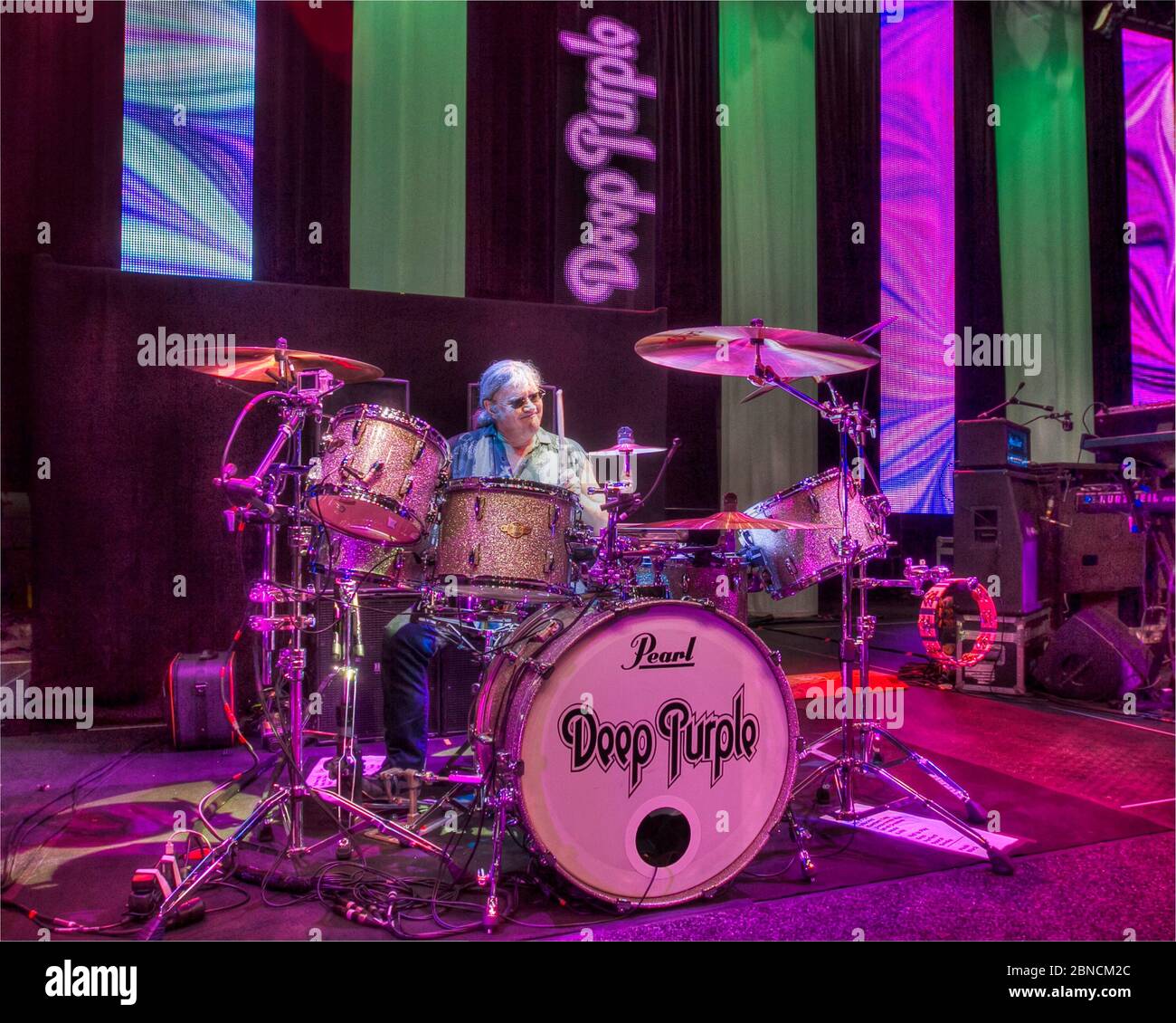 Drummer Ian Paice performs in concert with Deep Purple at the Hard Rock