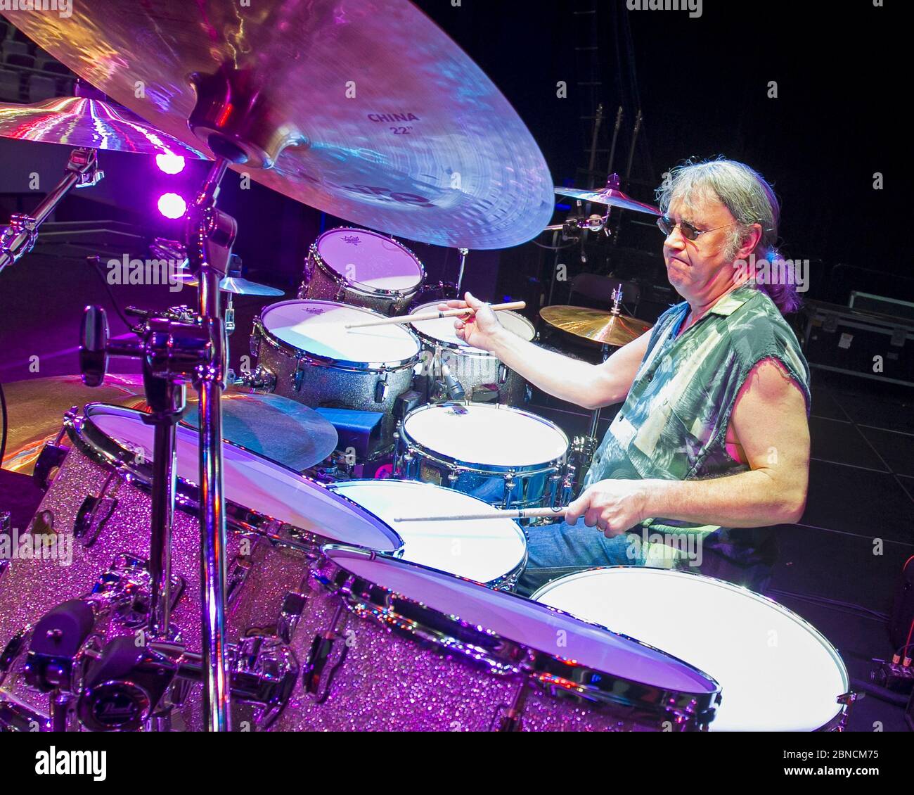 Drummer Ian Paice performs in concert with Deep Purple at the Hard Rock