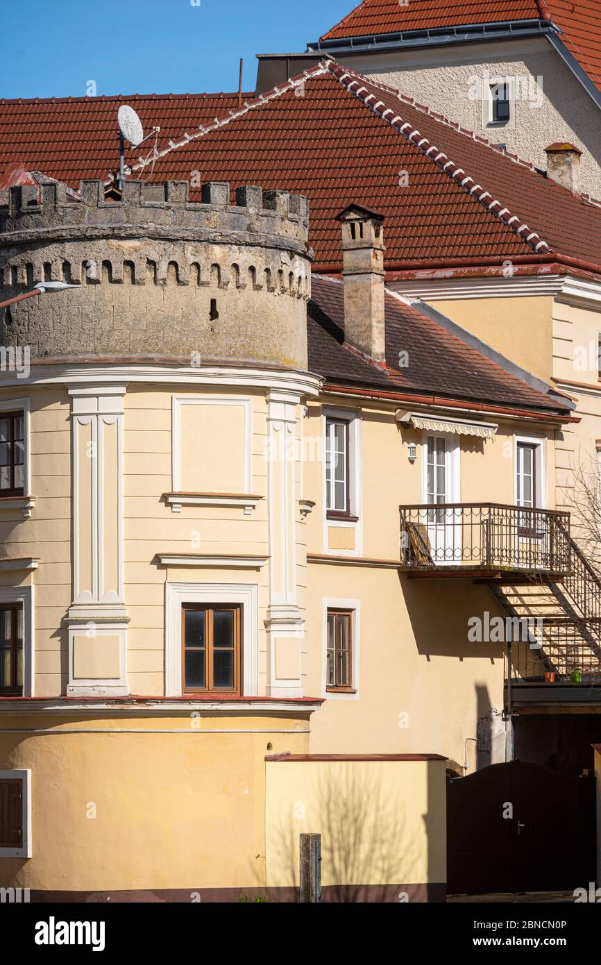 Österreich, Niederösterreich, Scheibbs, Altstadt, historischer Stadtturm Stock Photo