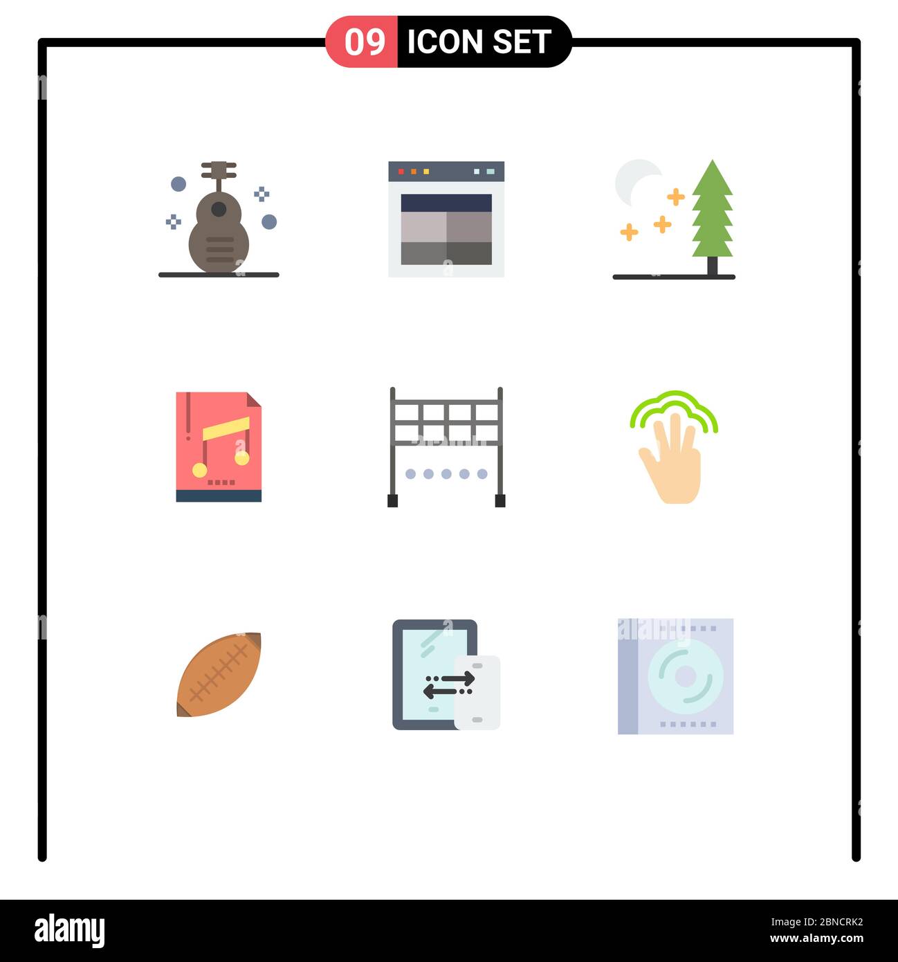 Set of 9 Modern UI Icons Symbols Signs for finish, file, text, computer, tree Editable Vector Design Elements Stock Vector
