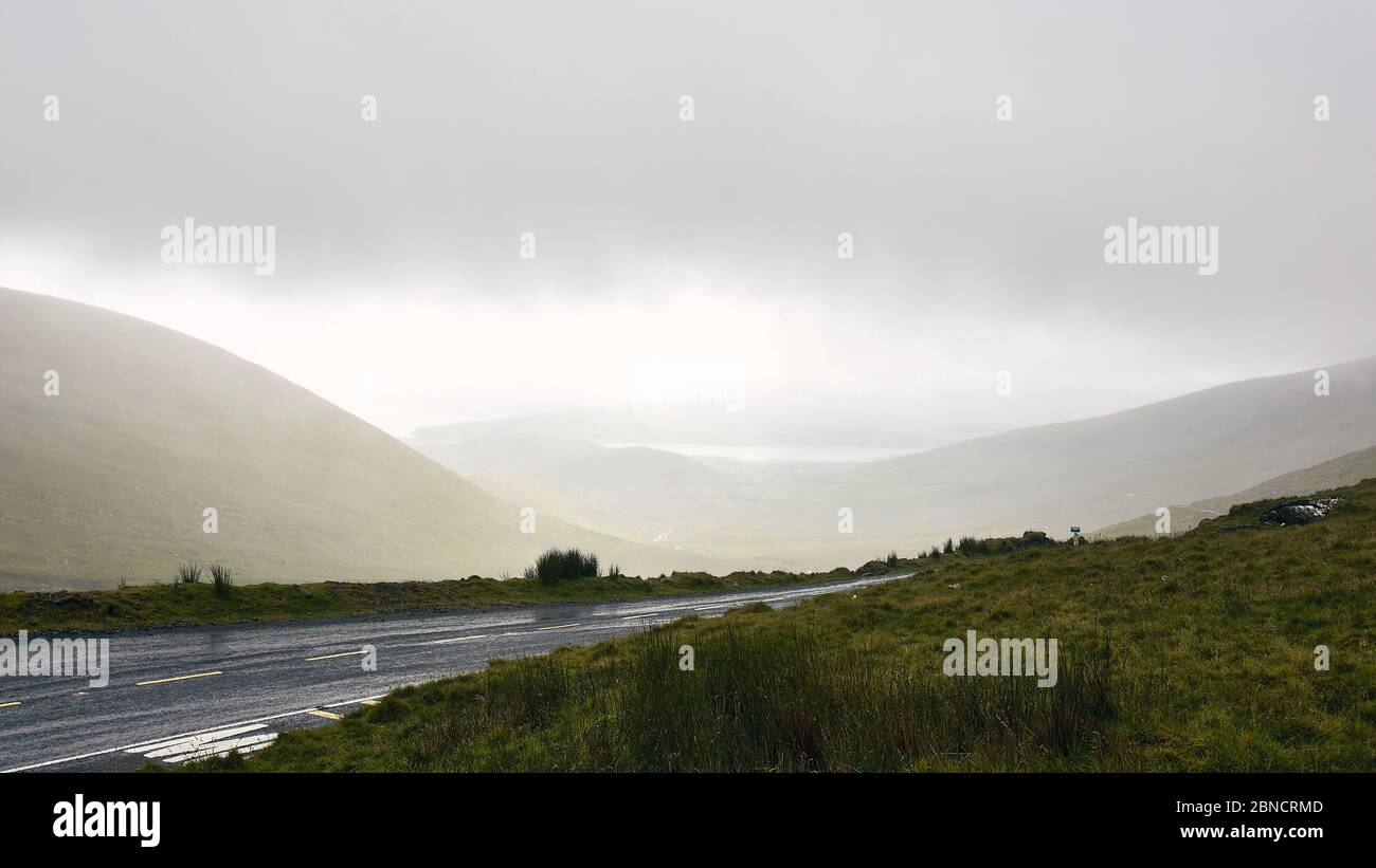 Overhead shot of the Conor Pass at Dingle Peninsula Stock Photo
