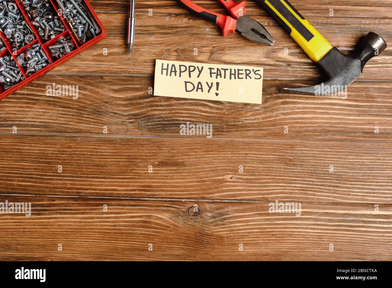 Screwdriver Lettering Top view of greeting card with handwritten lettering happy fathers day ...