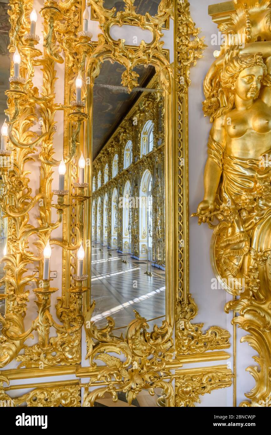 Saint Petersburg, Russia - October 15 2019.  interior ballroom, Catherine palace, Tsarskoye Selo, Pushkin. Stock Photo