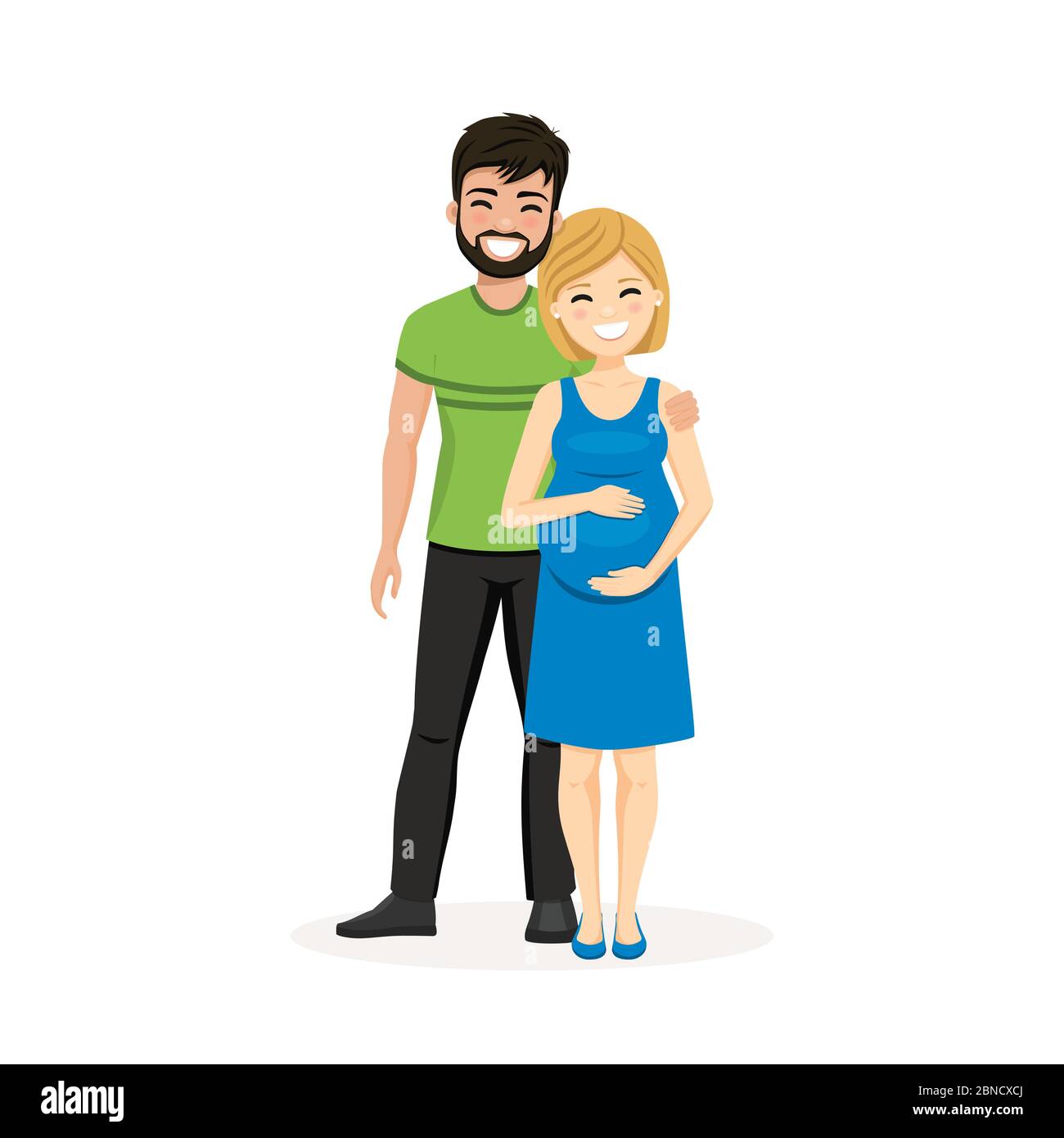 Young couple in love waiting for baby. Pregnant woman. Isolated vector illustration Stock Vector