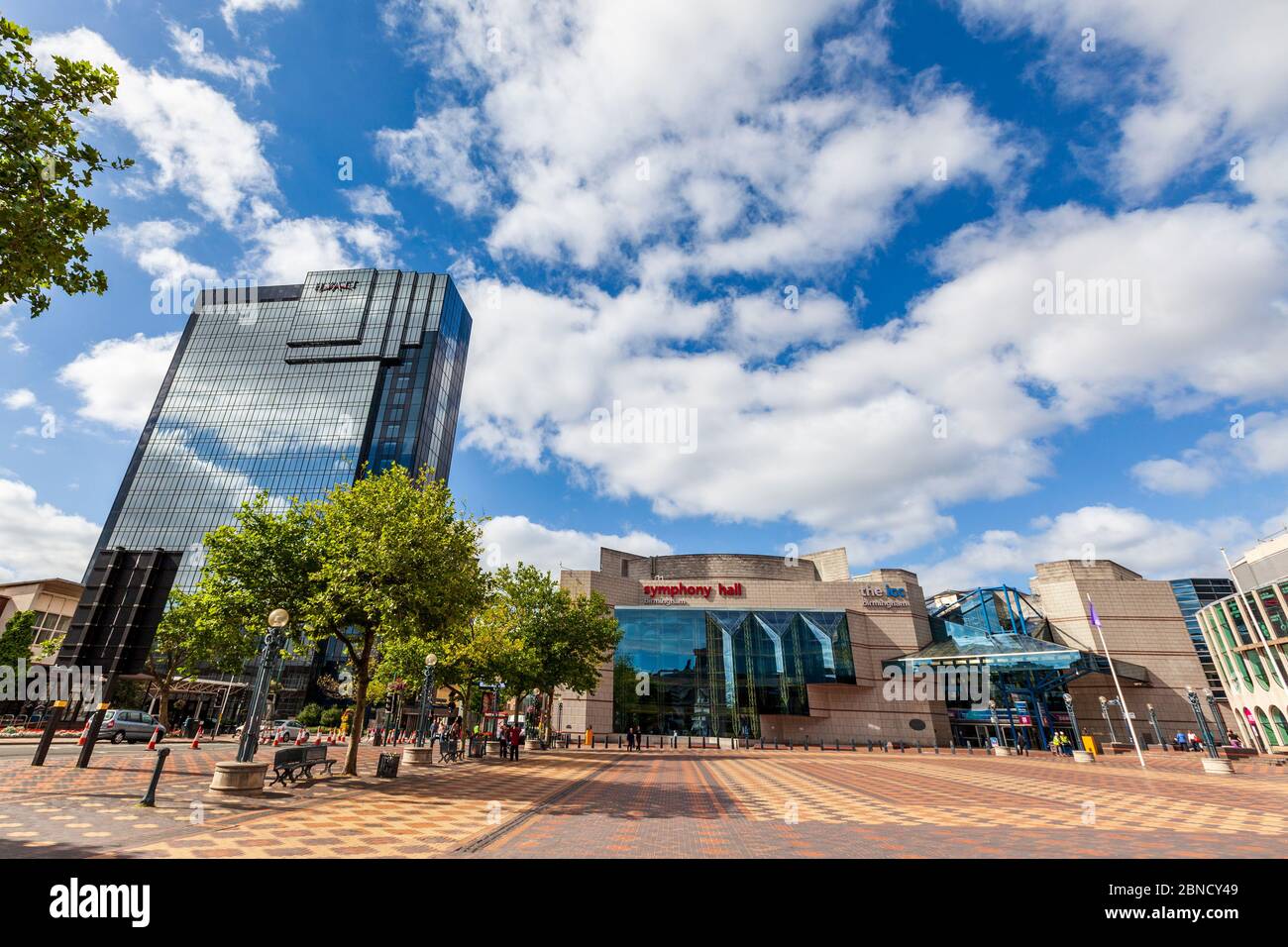 Symphony Hall and the ICC in Centenary Square, Birmingham, England Stock Photo
