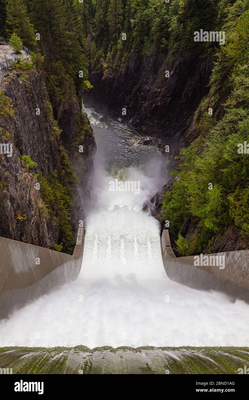 Cleveland Dam spillway above the Capilano River in North Vancouver