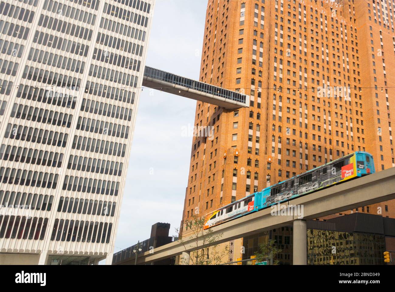 people mover train in downtown Detroit Michigan Stock Photo