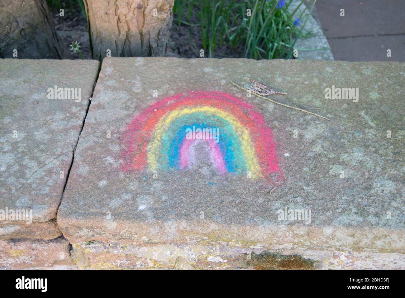Chalk drawn rainbow for key workers Stock Photo - Alamy